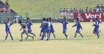 先制して喜ぶヴォルティスの選手たち