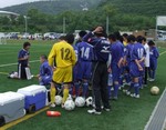 吉野川の試合前のミーティング