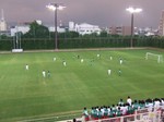 照明に灯りが点ったスタジアム