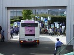 選手バスのお出迎え