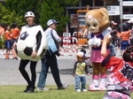 阿波踊りを眺めるボールくんとティスちゃん