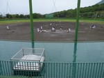 島原市営球場のバックネット裏からの眺め