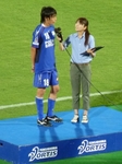 インタビューに応えるFW佐藤