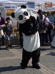 ポーズをとるパンダのマスコット