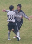 3点目を決めて喜ぶプルミエールの選手